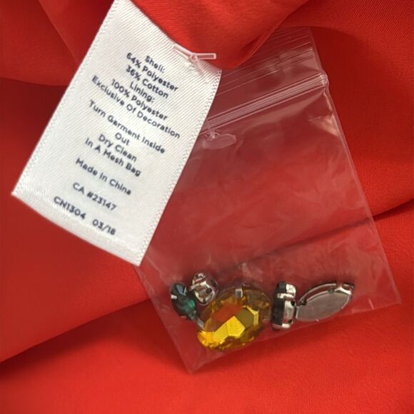 Talbots Red Pineapple Jewel Embellished Sheath Dress - Picture 7 of 7